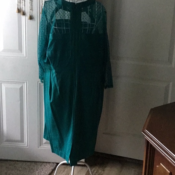 Lane Bryant Green Sheath Long Sleeve Cocktail Dress - Picture 3 of 4